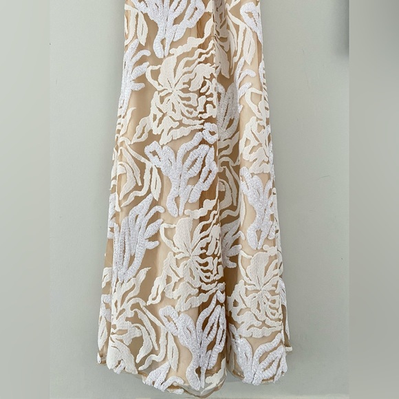 Dress The Population Sharon Gown Small White Sequins Mermaid Dress - Picture 10 of 15